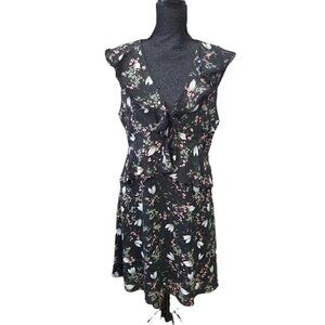 ANGELEYE Floral Black Ruffle Dress